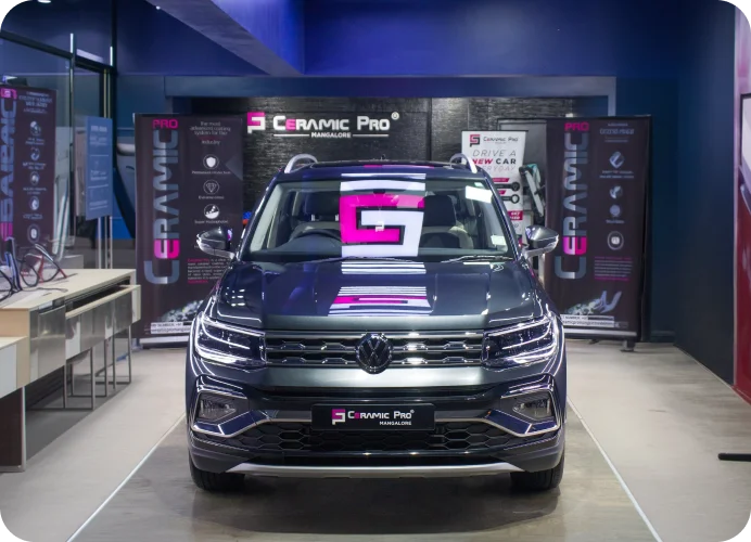 Volkswagen SUV inside the Ceramic Pro workshop